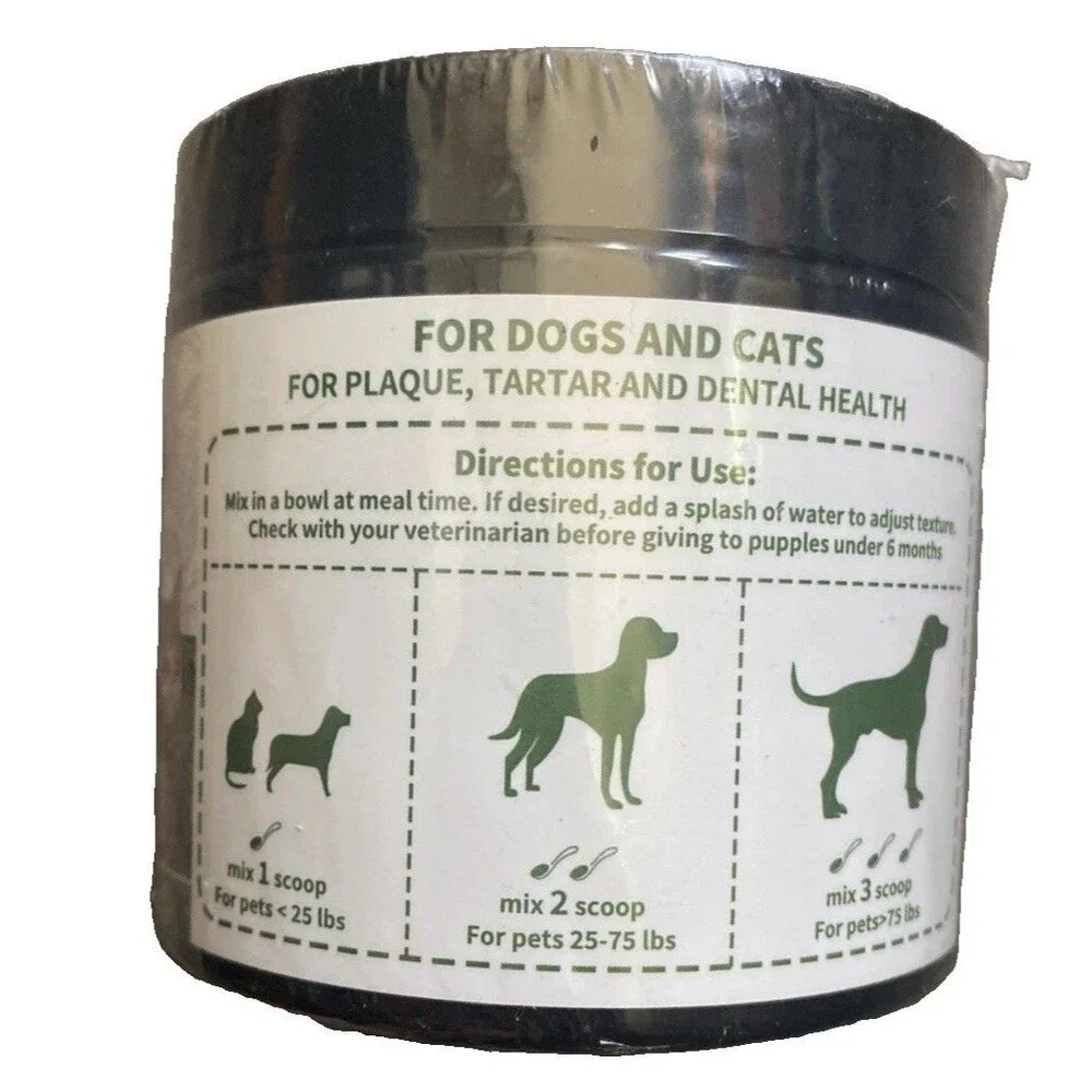 YacBass Dog Dental Powder Dog Teeth Cleaning 5.3 Oz Herbal Blend Probiotics